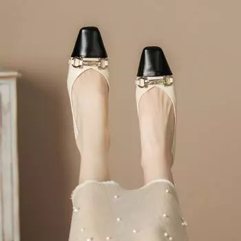 Новые стильные женские туфли с квадратным носком на толстом каблуке с металлической пряжкой и украшением для улицы, одиночные туфли 34 чёрный