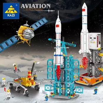Новые строительные блоки, аэрокосмическая ракета, Лонг 7 марта, модель стартового центра, пластиковая сборная игрушка в подарок