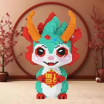Новые строительные блоки дракона Kawaii Flong Baby Small Particle Puzzle Decorations для детей, мальчиков и девочек, подарок на Новый год и день рождения
