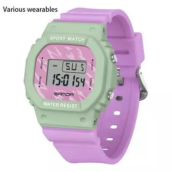 Новые студенческие мужские и женские квадратные многофункциональные электронные часы водонепроницаемые светящиеся студенческие модные часы-будильник