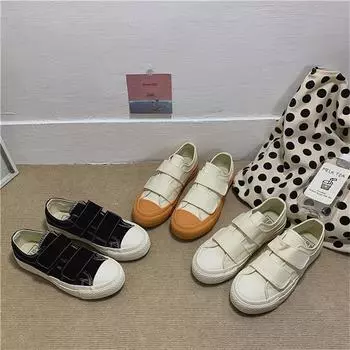 Новые студенческие парусиновые туфли белые дикие повседневные туфли на плоской подошве для пар, кроссовки на платформе с пряжкой на ремне, женские вулканизированные туфли 35