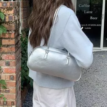 Новые сумки через плечо из искусственной кожи, подмышечная сумка, однотонная женская сумка для отдыха, универсальная, в корейском стиле, на молнии, квадратная сумка через плечо
