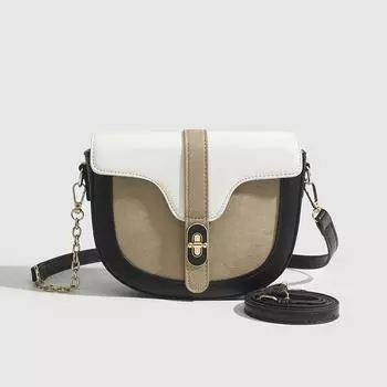 Новые сумки через плечо, винтажные сумки через плечо из искусственной кожи, сумки-седла с клапаном контрастного цвета, роскошные женские сумки
