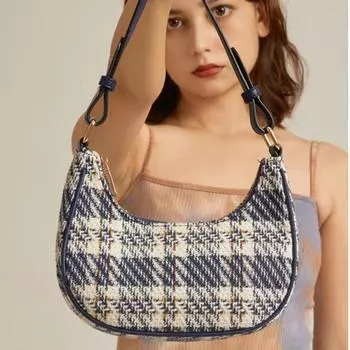 Новые сумки через плечо, женская сумка, усовершенствованная клетчатая сумка-полумесяц, подмышечная сумка, модная трендовая сумка для отдыха, универсальная портативная ручная сумка