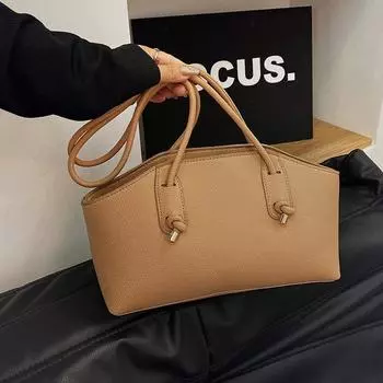 Новые сумки на одно плечо для женщин, однотонные, большой емкости, сумка-тоут для поездок на работу, ретро, из искусственной кожи, повседневные женские сумки (30cm<Max Length<50cm)