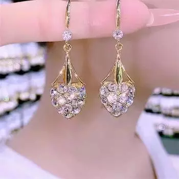 Новые супер сверкающие синие серьги Love с бриллиантами, корейские интернет-модные универсальные серьги знаменитостей