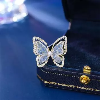 Новые суперклассные аксессуары, нишевый дизайн, многоцелевой кардиган, фиксированная прищепка, высококачественная брошь в виде бабочки из кристаллов синий