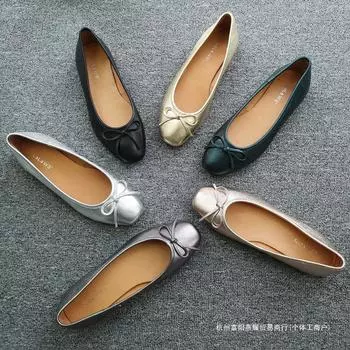 Новые супермягкие туфли из коровьей кожи с квадратным носком и плоским носком, женские туфли золотисто-серебряного цвета, балетки с бантом 34 золотой