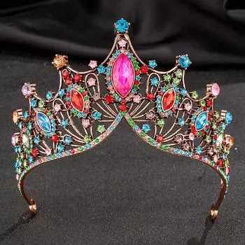 Новые свадебные элегантные винтажные красочные хрустальные диадемы в стиле барокко, короны для женщин и девочек, свадебные украшения для волос, аксессуары