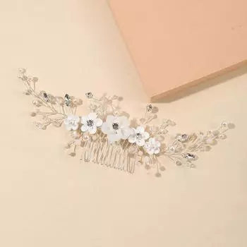 Новые свадебные аксессуары свадебное платье диск для волос головной убор ручной работы цветок вставка гребень мягкий керамический горный хрусталь гребень для волос белый