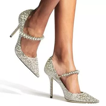 Новые свадебные туфли с острым носком на шпильке, кристальные сексуальные туфли для вечеринок, модные свадебные туфли со стразами, туфли-лодочки Мэри Джейн 35