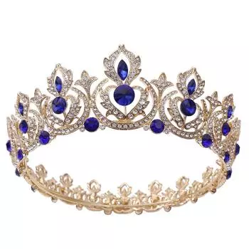 Новые свадебные украшения в стиле ретро, ручная работа, круглая красная корона, сплав, стразы, тиара, свадебные украшения, корона