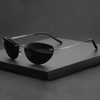 Новые сверхлегкие мужские солнцезащитные очки без оправы для вождения, прямоугольные, в стиле нео, поляризованные, стимпанк, солнцезащитные очки Y2k UV400 чёрный