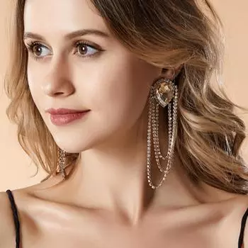 Новые сверкающие многослойные длинные серьги с кисточками в виде цепочки с когтями, женские темпераментные серьги со стразами, серьги-бижутерия