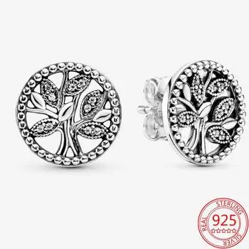 Новые сверкающие серьги-гвоздики из стерлингового серебра 925 пробы с изображением семейного дерева, модные подарки на день рождения морская ракушка