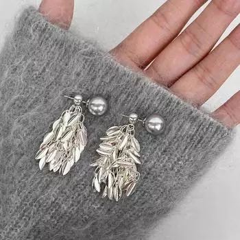 Новые сверкающие серые жемчужные серьги с кисточками и геометрическими узорами для женщин