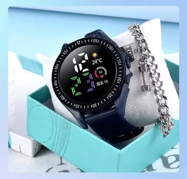 Новые светодиодные часы для студентов, электронные часы для творчества, новый стиль, женские, цветной экран, круглые, мужские, GT03 спортивные