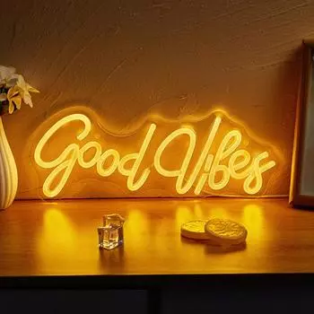 Новые светодиодные неоновые вывески Chi-buy Goodvibes с питанием от USB, ночники, 3D настенные художественные и игровые комнаты, спальни, гостиной, декор, лампы, знаки теплый белый