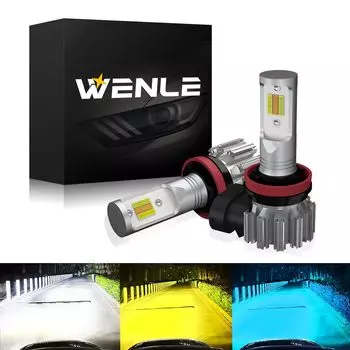 Новые светодиодные противотуманные фары WENLE, 3-цветные, с переключением для транспортных средств DC12V, высокая яркость, 15000 лм, 40 Вт, регулируемая оптическая ось, интегрированное изменение цвета