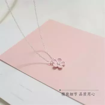 Новые свежие и милые розовые кристальные персиковые ювелирные изделия из стерлингового серебра 925 пробы с подвеской в виде цветка вишни для женщин Xl005