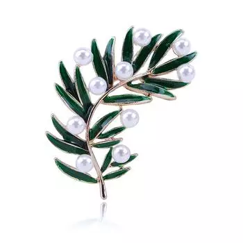 Новые свежие жемчужные броши в виде листьев, бамбуковая эмалированная брошь, булавки для женщин и мужчин, украшение для вечеринки, модные ювелирные аксессуары
