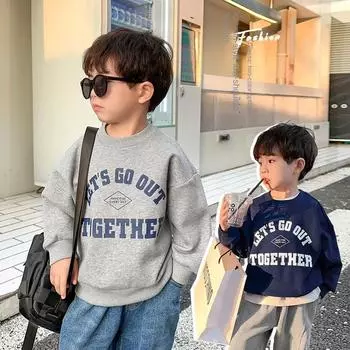 Новые свитера для мальчиков Весна и осень Новые детские топы для малышей Детский свитер 90cm серый