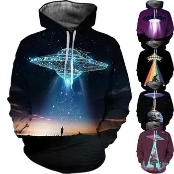 Новые свитера UFO Alien для мужчин и женщин, толстовки с 3D-принтом, женские свободные толстовки большого размера Sudaderas Para Hombres S