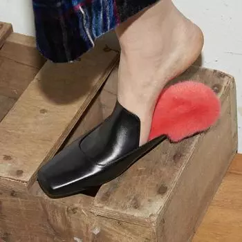 Новые тапочки из натуральной кожи с ручным управлением, тапочки Muller из натурального меха для женщин, термальные модные полутапочки из кроличьей шерсти 35