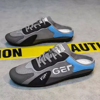 Новые тапочки, мужская обувь, сетчатая дышащая повседневная спортивная обувь для мужчин, удобные легкие полутапочки для ходьбы 2024 39 серый