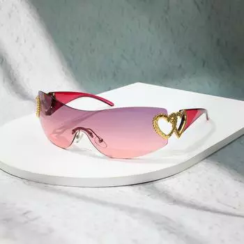 Новые технологии будущего Y2K очки без оправы солнцезащитные очки женские цельные большие оправы очки Love