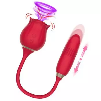 Новые телескопические женские забавные товары с розой, многочастотная вибрация, товары для взрослых, дразнящие язык, лизание, цветы для мастурбации