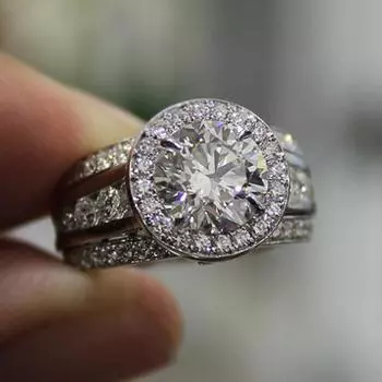 Новые темпераментные милые круглые кольца с кубическим цирконием, женские высококачественные блестящие свадебные аксессуары для помолвки, модные ювелирные изделия 10