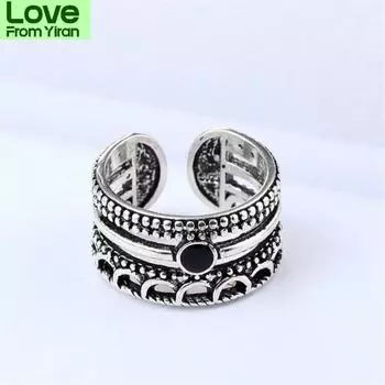 Новые темпераментные многослойные волнистые линии цветка из стерлингового серебра 925 пробы ювелирные изделия индивидуальные перекрученные эпоксидные изысканные открывающиеся кольца Sr520