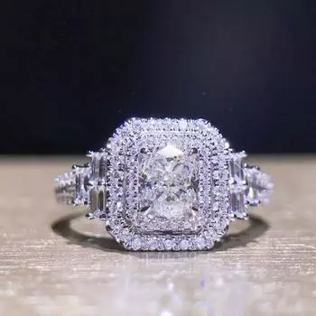 Новые темпераментные прямоугольные обручальные кольца с фианитом для женщин, белые высококачественные свадебные кольца на палец, модные ювелирные изделия 6