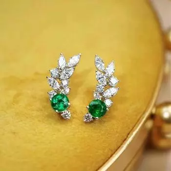 Новые темпераментные женские серьги-гвоздики изысканный зеленый кубический циркон в форме листа аксессуары для пирсинга ушей элегантные вечерние украшения