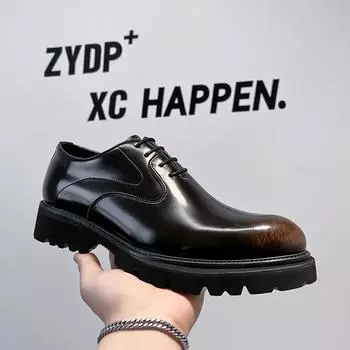 Новые тенденции в британском стиле, повседневные кожаные туфли, туфли для свадьбы на платформе, увеличивающие рост, 28458-A 38 коричневый