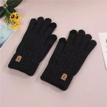 Новые теплые мужские перчатки Arctic Velvet с двойным слоем, зимние перчатки для сенсорных экранов Plus Velvet, защищающие от холода, шерстяные вязаные перчатки average size