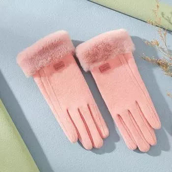 Новые теплые перчатки на осень и зиму, женские, с пальцами, с бархатной подкладкой, кашемировые, студенческие, для защиты рук от замерзания и холода, для вождения и езды на велосипеде. average size