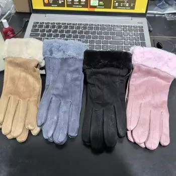 «Новые теплые женские перчатки из замши и флиса — ветрозащитные, морозостойкие, подходят для сенсорных экранов, подходят для осени и зимы»