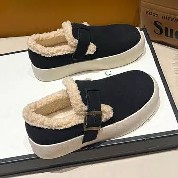 Новые теплые зимние ботильоны женские 2024 года из искусственной замши, нескользящие, утолщенные, плюшевые, зимние ботинки женские, удобные, без застежек, мягкие, хлопковые туфли 35 хаки