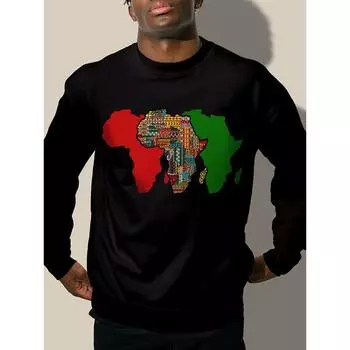 Новые толстовки для мужчин, пуловеры, африканские графические футболки с длинным рукавом, принтованные футболки с капюшоном и круглым вырезом, осенняя свободная мужская одежда, топ S