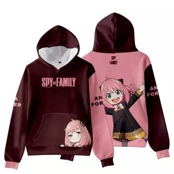 Новые толстовки с капюшоном Аниме SPY X FAMILY 3D Print Kawaii для девочек Толстовки с капюшоном для мальчиков и девочек Детская мода Весна Осень Пуловеры с капюшоном 100cm