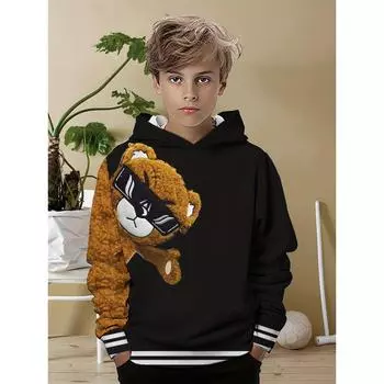 Новые толстовки с капюшоном для мальчиков с 3D-принтом, повседневный рисунок игрушечного медведя, одежда для маленьких мальчиков, весенние и осенние толстовки с длинными рукавами, уличные топы для мальчиков 100