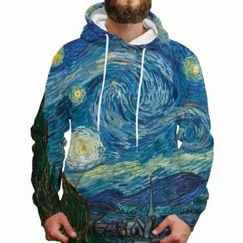 Новые толстовки с капюшоном с 3D-принтом «Картина маслом Ван Гога» для мужчин и женщин, уличная одежда, большие толстовки с капюшоном Y2k, пуловеры, детская одежда S