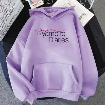 Новые толстовки с принтом «Дневники вампира» для женщин и мужчин, повседневные топы, осенние и зимние толстовки с длинным рукавом в стиле Харадзюку S чёрный
