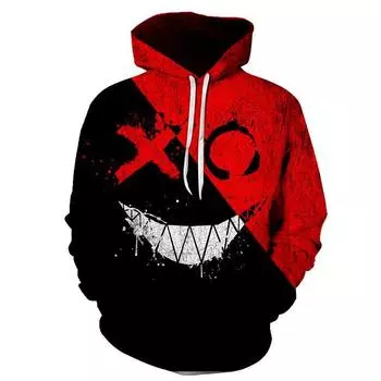 Новые толстовки с принтом смайлика и демона, мужские осенние модные толстовки со злым лицом, красивый мужской спортивный с длинным рукавом S чёрный