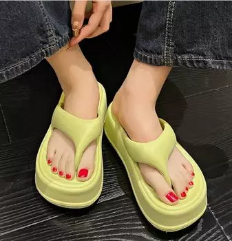 Новые толстые 6 см шлепанцы женские модные сандалии на платформе уличные женские пляжные тапочки домашние удобные женские летние сандалии 2024 36 белый