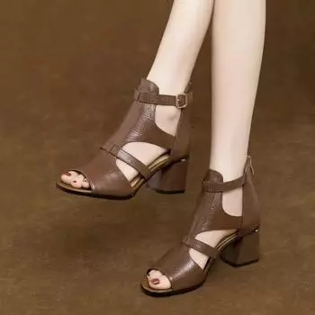 Новые толстые каблуки с закругленными углами, женские туфли для верхней одежды, модные туфли с полой молнией 40