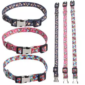 Новые товары для домашних животных Cute Pet Companion + полуметаллический ошейник для собак с цветочным рисунком + модный и изысканный ошейник для собак 1.5x24.5-35CM синий