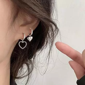 Новые товары, металлические серьги-сердечки, серьги, серьги-гвоздики в форме полых персиковых сердечек. серебряный